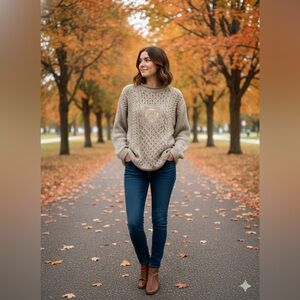 Highland Home Industries Women’s Cable Knit Fisherman Sweater Wool Scotland Sz S